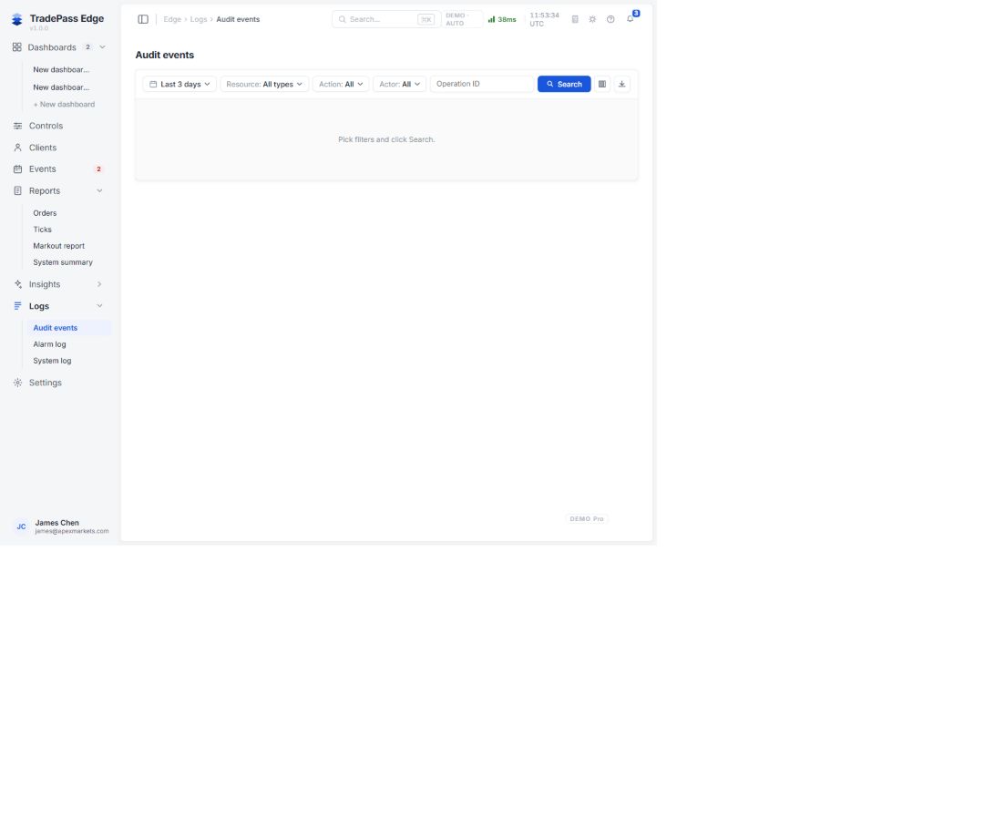 Logs → Audit events